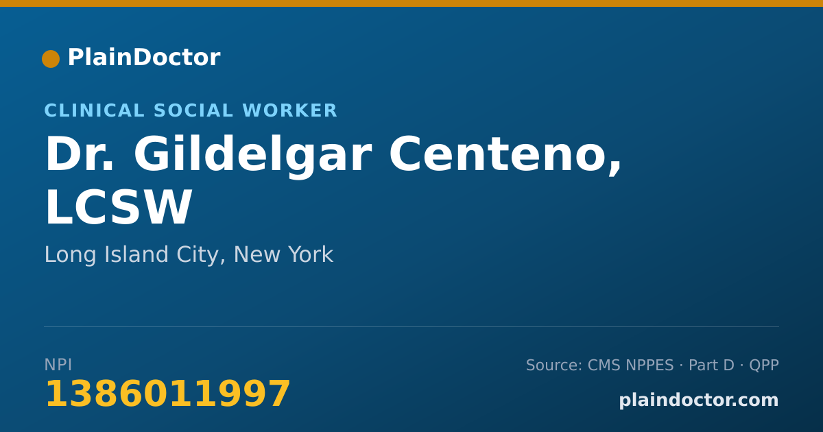 Shareable card for Gildelgar Centeno, LCSW - Clinical Social Worker, Long Island City, NY