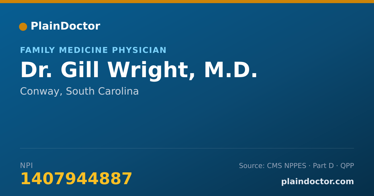 Shareable card for Gill Wright, M.D. - Family Medicine Physician, Conway, SC