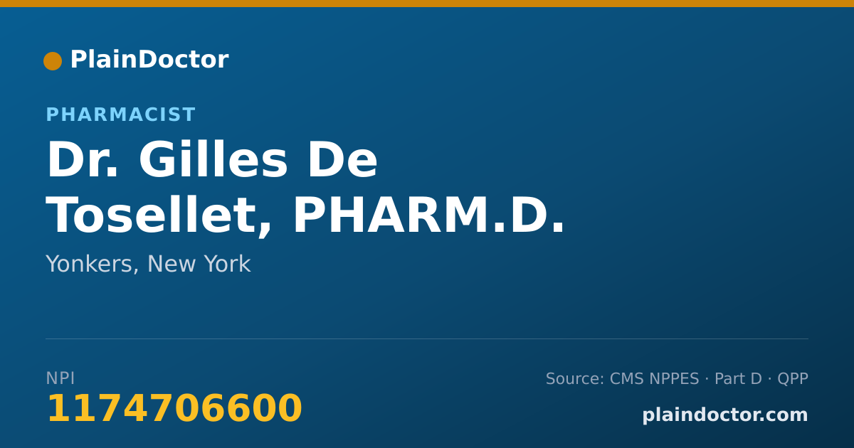 Shareable card for Gilles De Tosellet, PHARM.D. - Pharmacist, Yonkers, NY