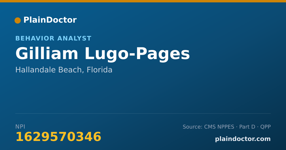 Shareable card for Gilliam Lugo-Pages - Behavior Analyst, Hallandale Beach, FL
