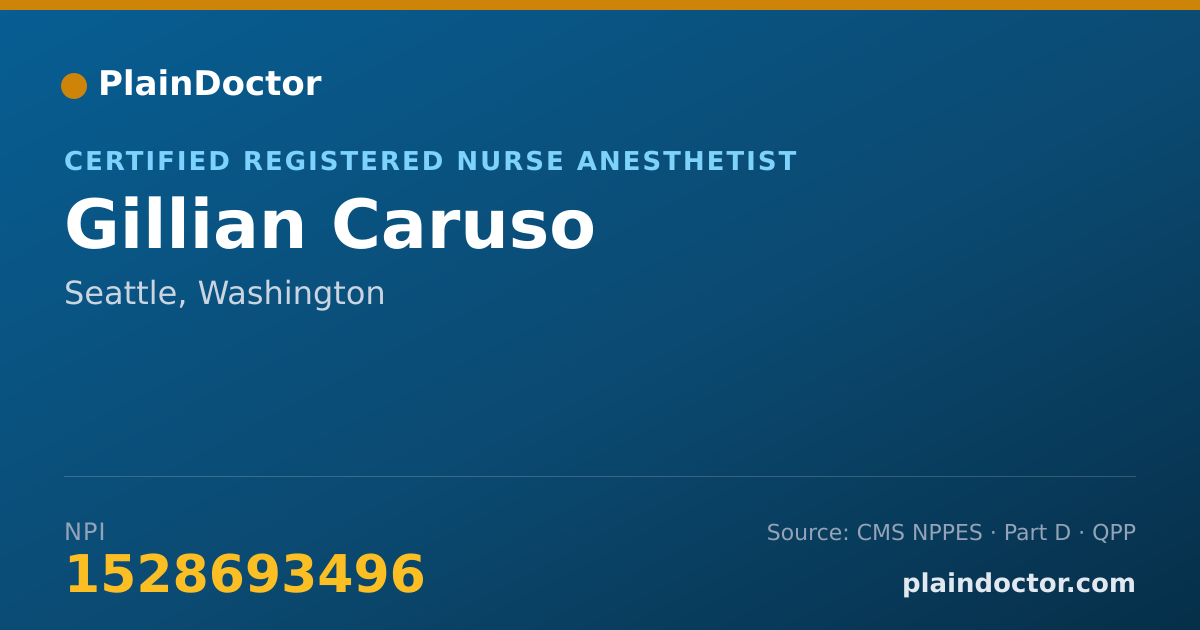 Shareable card for Gillian Caruso - Certified Registered Nurse Anesthetist, Seattle, WA