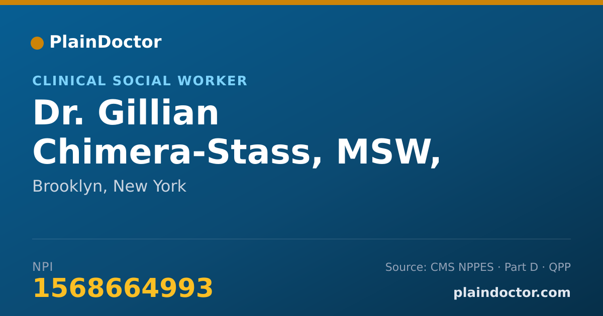 Shareable card for Gillian Chimera-Stass, MSW, LCSW - Clinical Social Worker, Brooklyn, NY