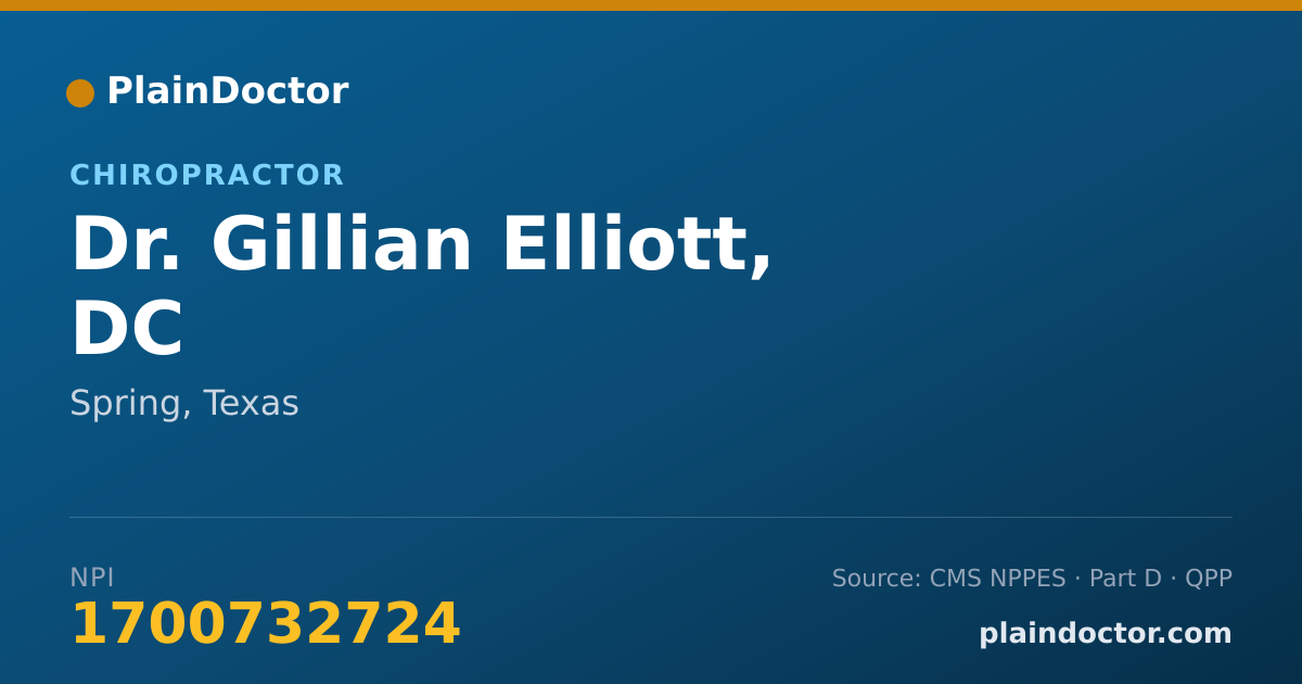 Shareable card for Gillian Elliott, DC - Chiropractor, Spring, TX