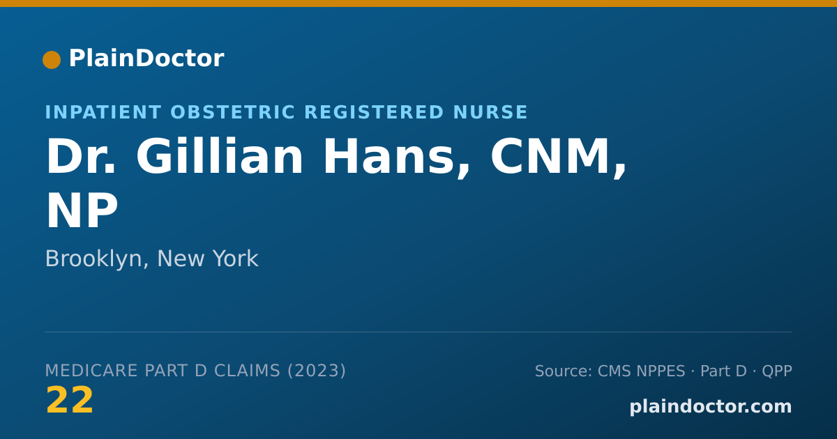 Shareable card for Gillian Hans, CNM, NP - Inpatient Obstetric Registered Nurse, Brooklyn, NY