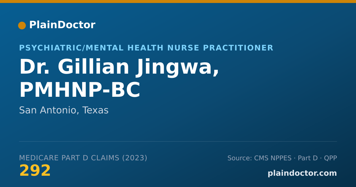 Shareable card for Gillian Jingwa, PMHNP-BC - Psychiatric/Mental Health Nurse Practitioner, San Antonio, TX