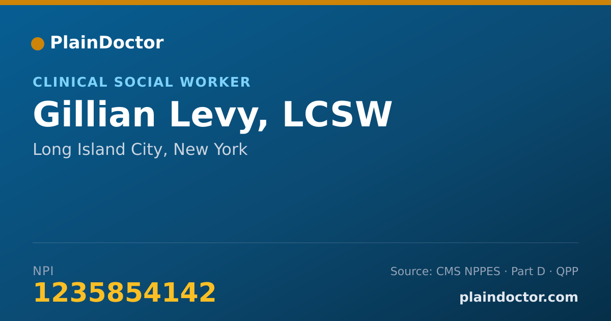 Shareable card for Gillian Levy, LCSW - Social Worker, Long Island City, NY