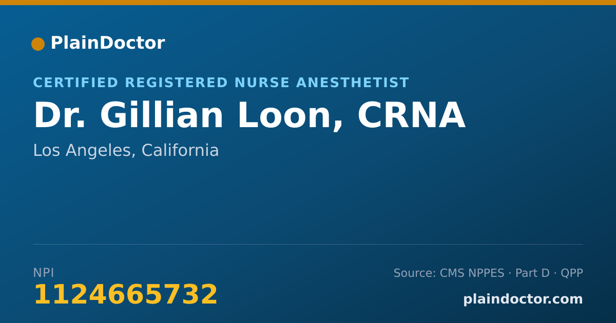 Shareable card for Gillian Loon, CRNA - Certified Registered Nurse Anesthetist, Los Angeles, CA