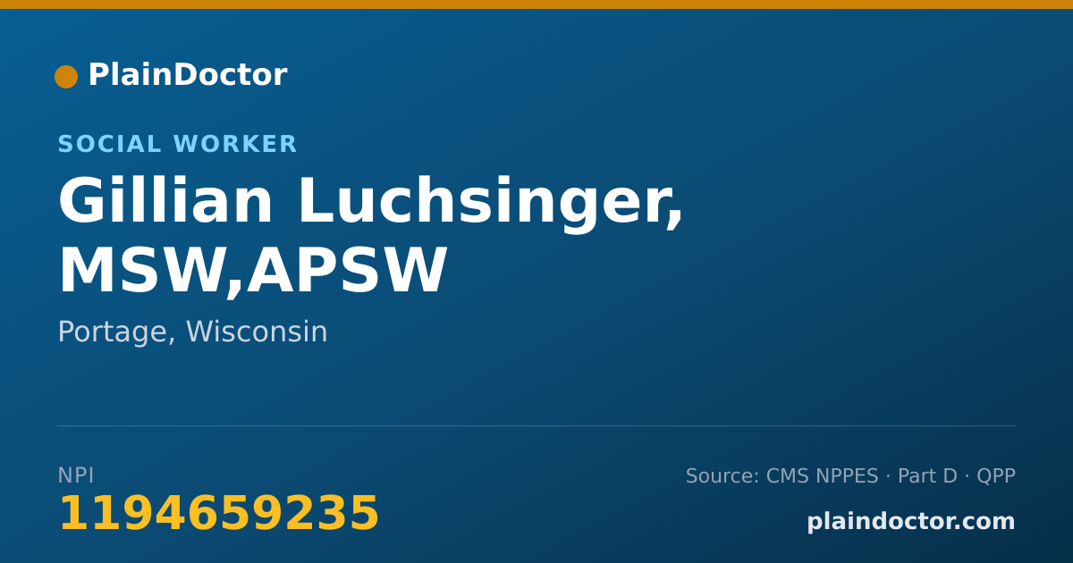 Shareable card for Gillian Luchsinger, MSW,APSW - Social Worker, Portage, WI