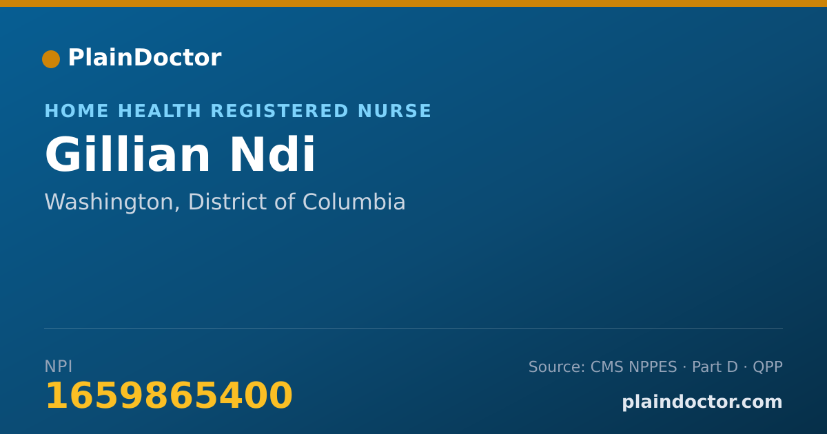 Shareable card for Gillian Ndi - Home Health Registered Nurse, Washington, DC