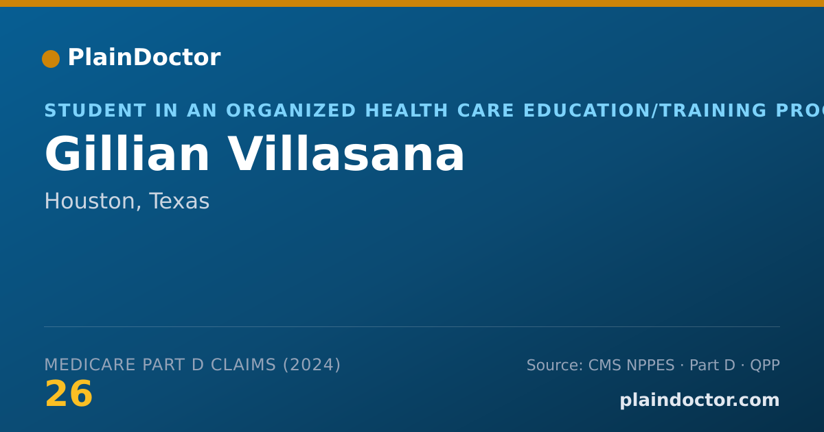 Shareable card for Gillian Villasana - Student in an Organized Health Care Education/Training Program, Houston, TX