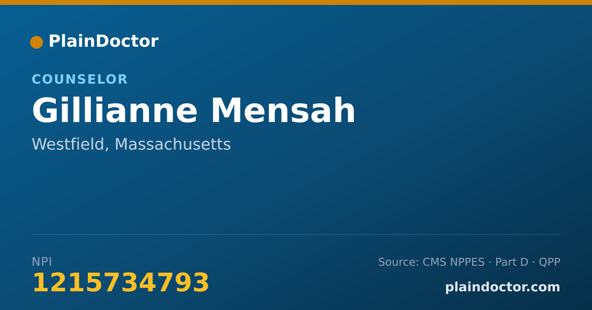 Shareable card for Gillianne Mensah - Counselor, Westfield, MA