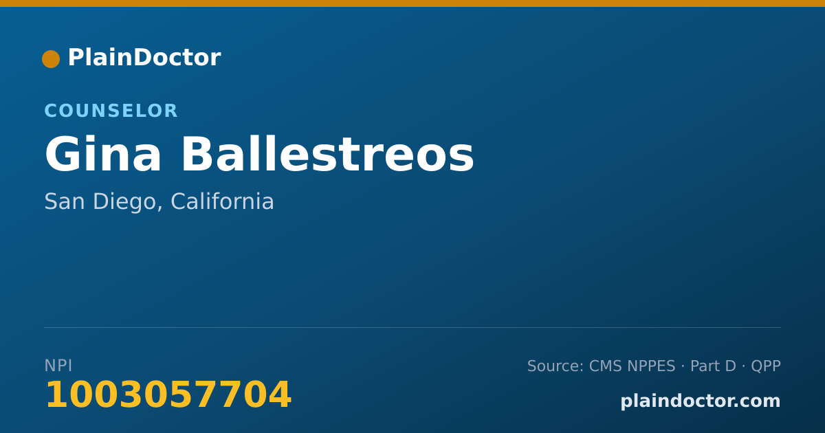 Shareable card for Gina Ballestreos - Counselor, San Diego, CA