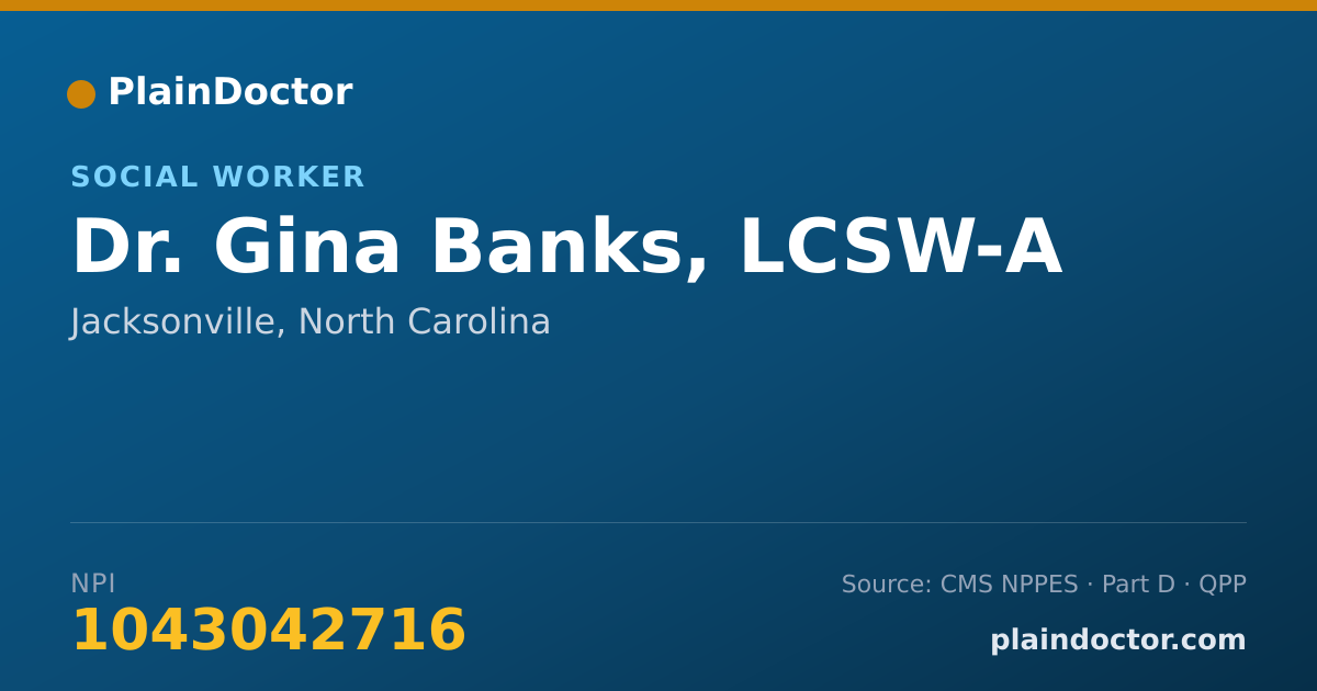 Shareable card for Gina Banks, LCSW-A - Social Worker, Jacksonville, NC