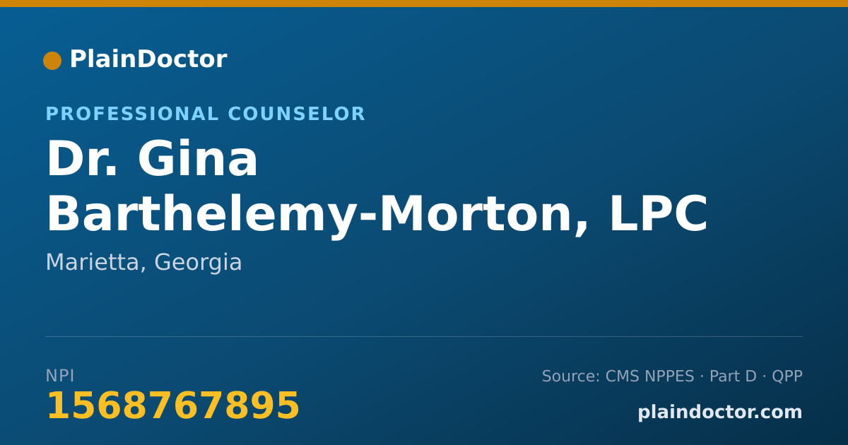 Shareable card for Gina Barthelemy-Morton, LPC - Professional Counselor, Marietta, GA