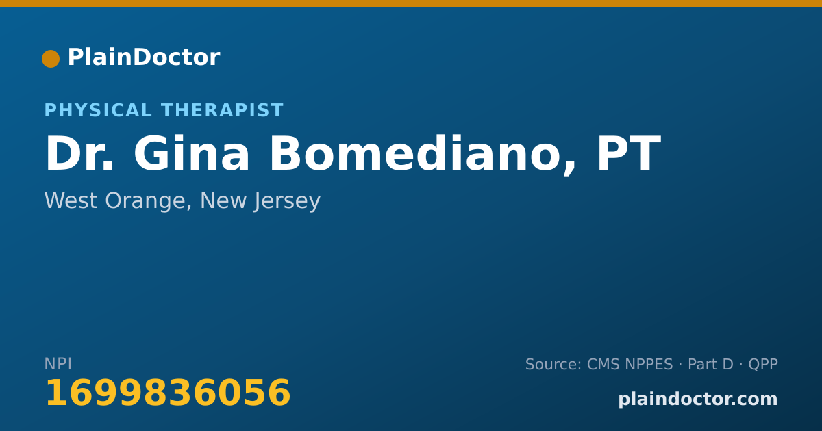 Shareable card for Gina Bomediano, PT - Physical Therapist, West Orange, NJ
