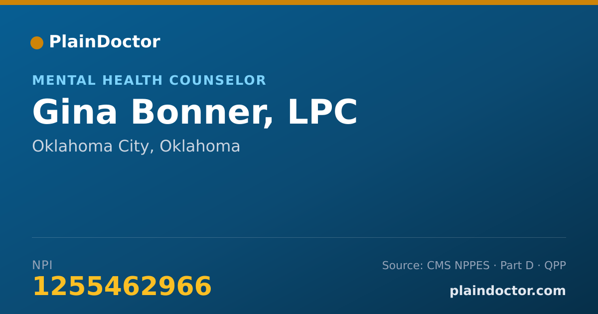 Shareable card for Gina Bonner, LPC - Mental Health Counselor, Oklahoma City, OK