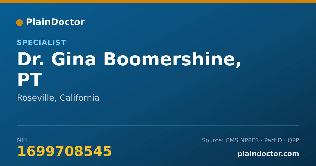 Shareable card for Gina Boomershine, PT - Specialist, Roseville, CA