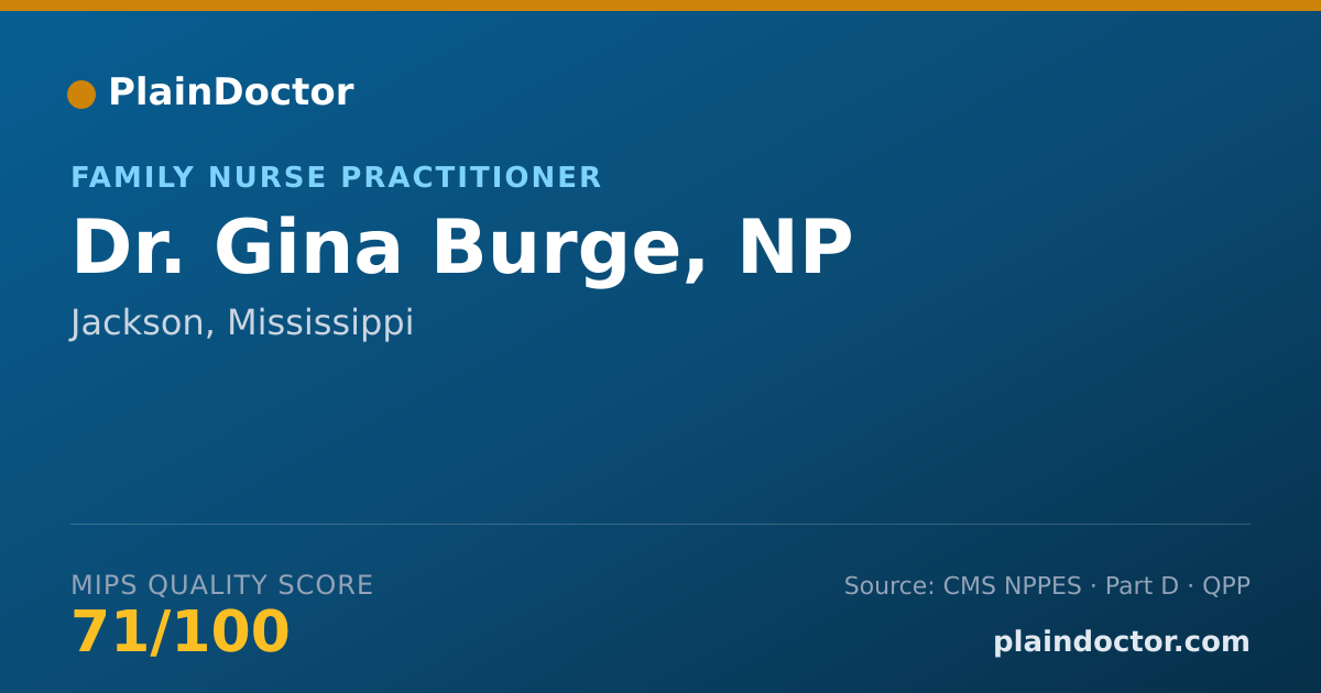 Shareable card for Gina Burge, NP - Family Nurse Practitioner, Jackson, MS