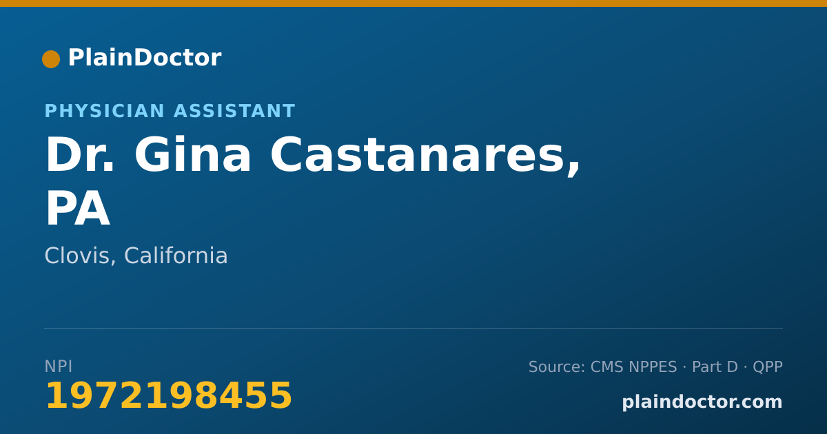 Shareable card for Gina Castanares, PA - Physician Assistant, Clovis, CA