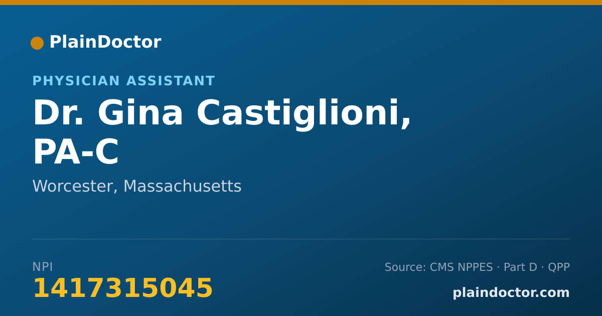 Shareable card for Gina Castiglioni, PA-C - Physician Assistant, Worcester, MA
