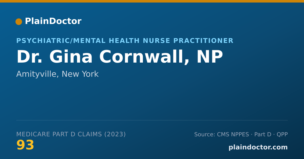 Shareable card for Gina Cornwall, NP - Psychiatric/Mental Health Nurse Practitioner, Amityville, NY