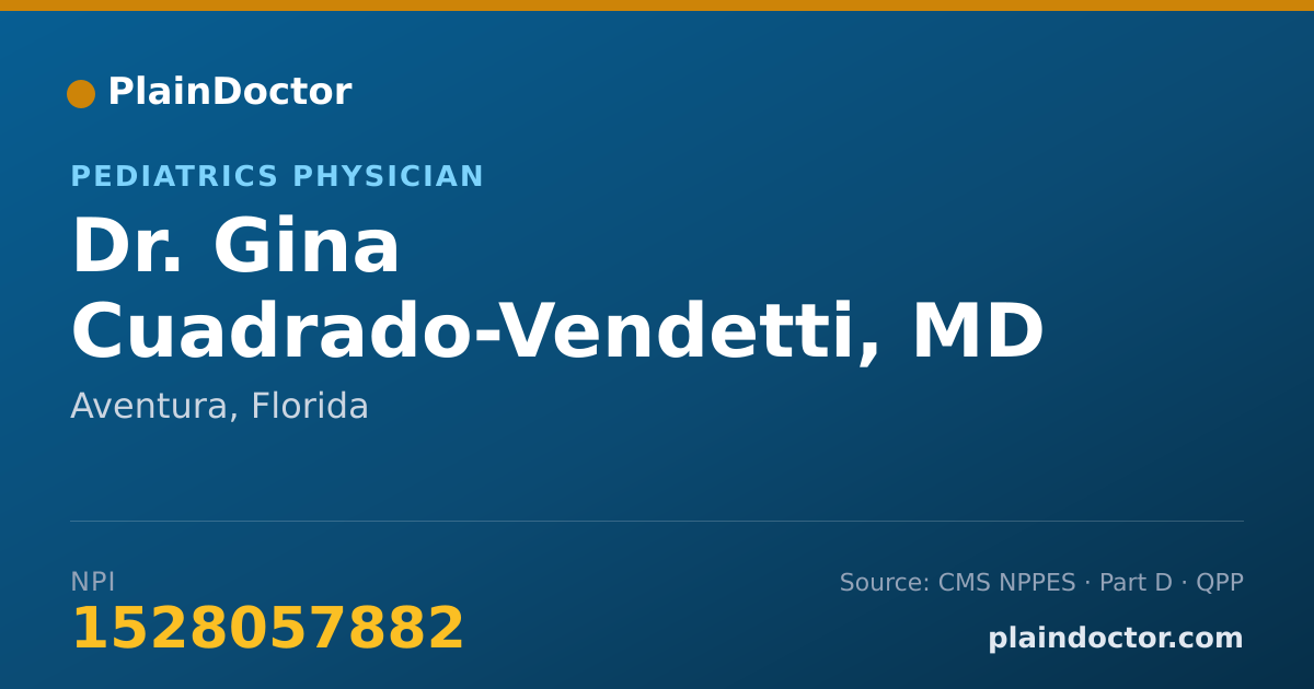 Shareable card for Gina Cuadrado-Vendetti, MD - Pediatrics Physician, Aventura, FL