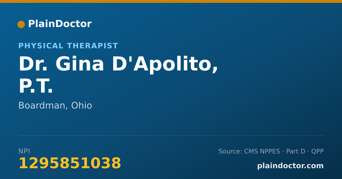Shareable card for Gina D'Apolito, P.T. - Physical Therapist, Boardman, OH