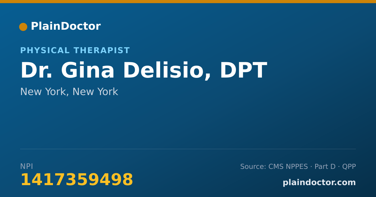 Shareable card for Gina Delisio, DPT - Physical Therapist, New York, NY