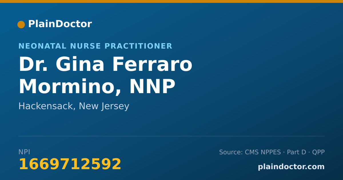 Shareable card for Gina Ferraro Mormino, NNP - Neonatal Nurse Practitioner, Hackensack, NJ