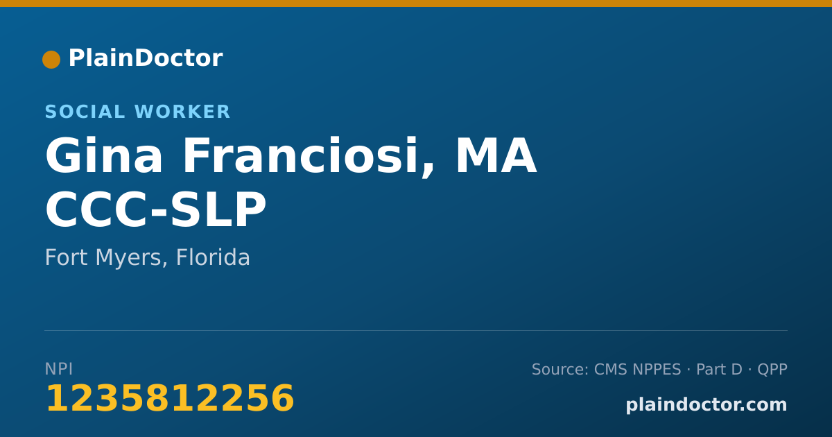 Shareable card for Gina Franciosi, MA CCC-SLP - Developmental Therapist, Fort Myers, FL