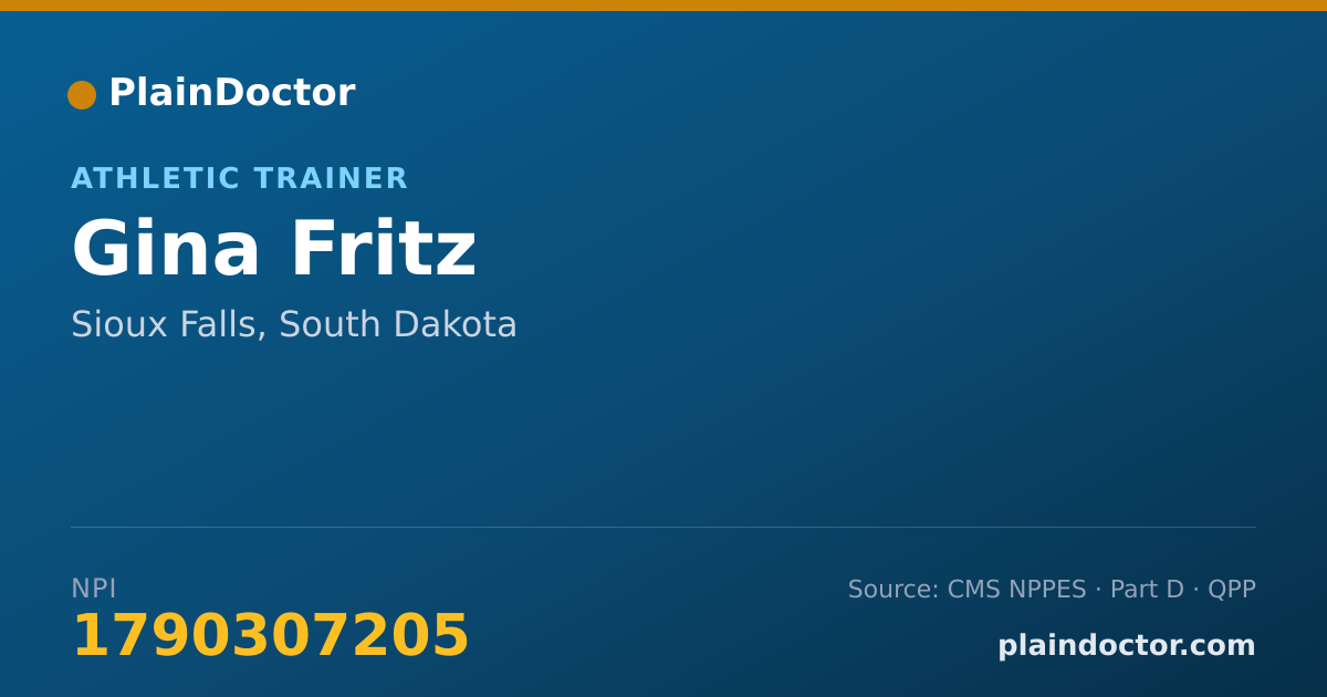 Shareable card for Gina Fritz - Athletic Trainer, Sioux Falls, SD