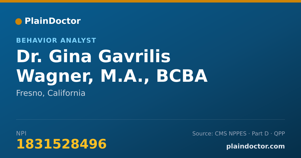 Shareable card for Gina Gavrilis Wagner, M.A., BCBA - Behavior Analyst, Fresno, CA