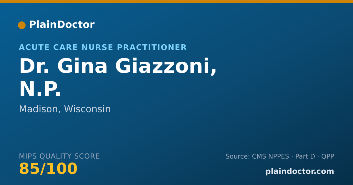 Shareable card for Gina Giazzoni, N.P. - Acute Care Nurse Practitioner, Madison, WI