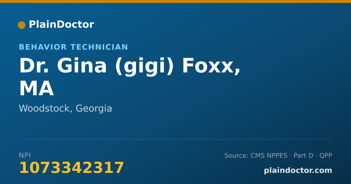 Shareable card for Gina (gigi) Foxx, MA - Behavior Technician, Woodstock, GA