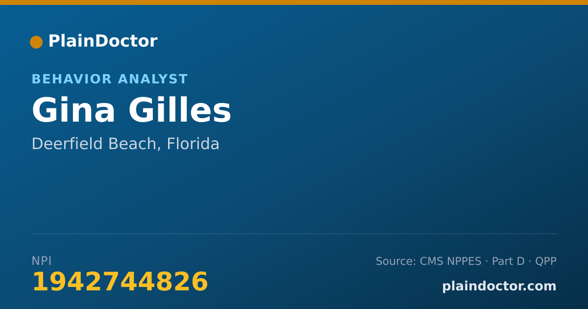 Shareable card for Gina Gilles - Behavior Analyst, Deerfield Beach, FL