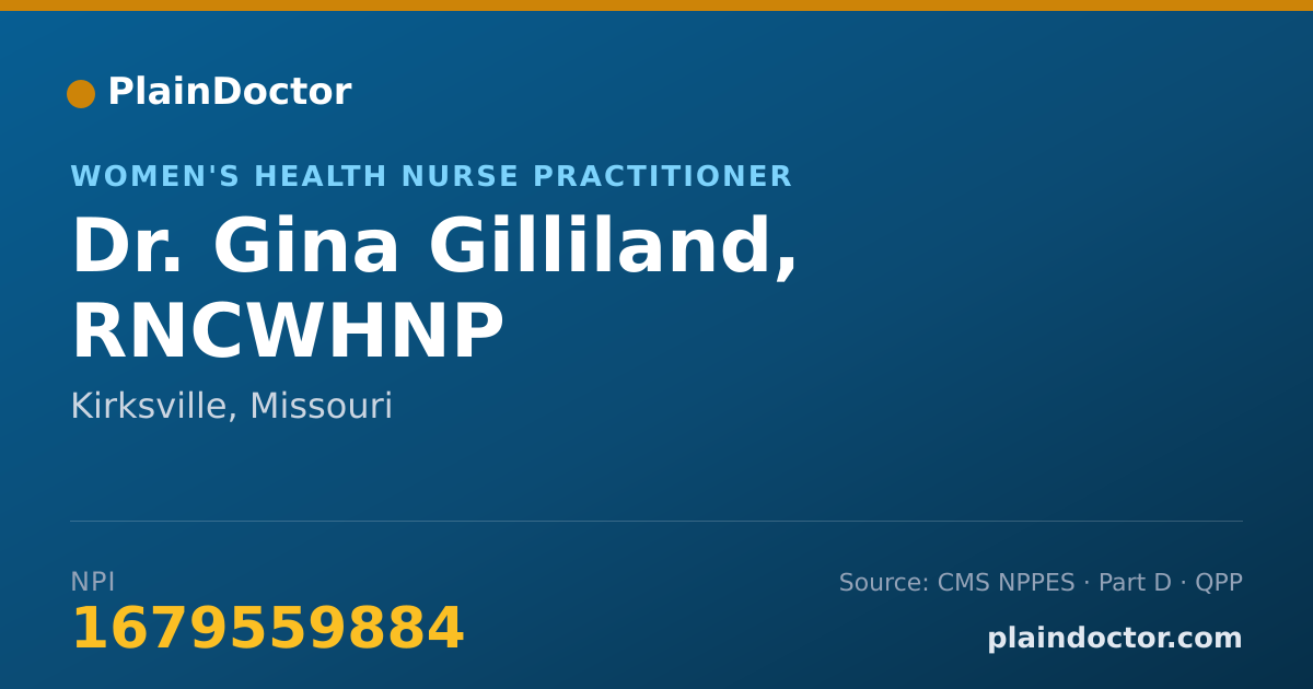 Shareable card for Gina Gilliland, RNCWHNP - Women's Health Nurse Practitioner, Kirksville, MO