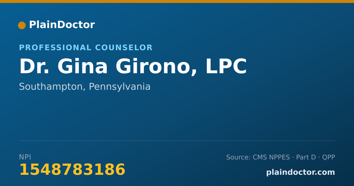 Shareable card for Gina Girono, LPC - Professional Counselor, Southampton, PA