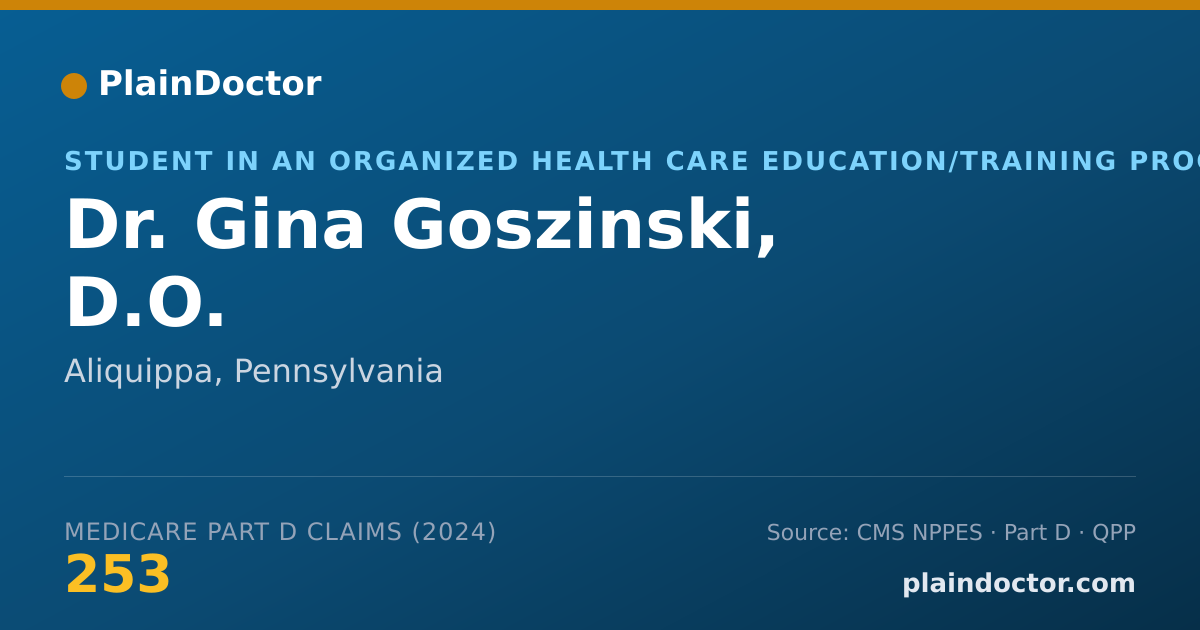Shareable card for Gina Goszinski, D.O. - Student in an Organized Health Care Education/Training Program, Aliquippa, PA