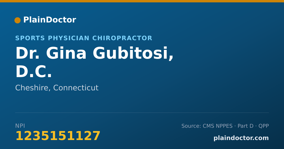 Shareable card for Gina Gubitosi, D.C. - Sports Physician Chiropractor, Cheshire, CT
