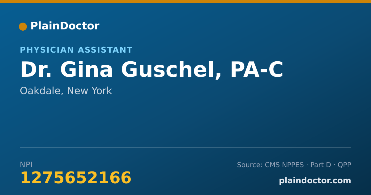 Shareable card for Gina Guschel, PA-C - Physician Assistant, Oakdale, NY