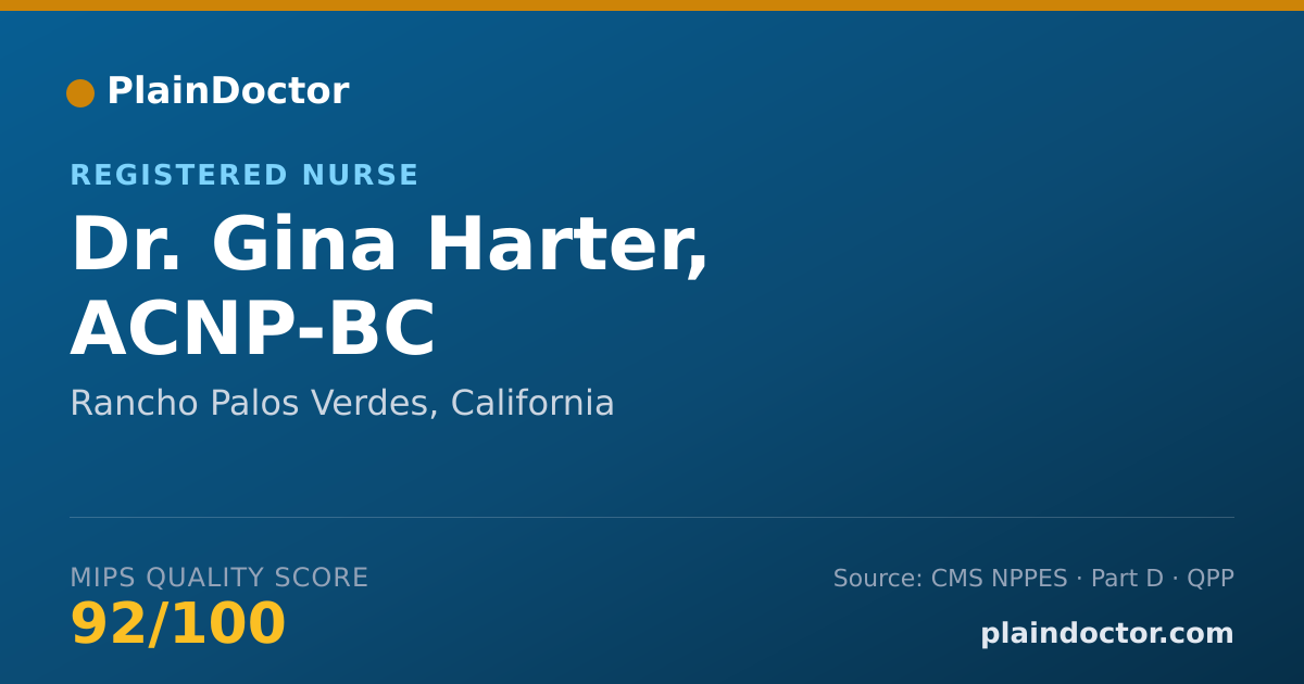 Shareable card for Gina Harter, ACNP-BC - Registered Nurse, Rancho Palos Verdes, CA