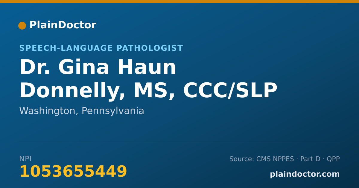 Shareable card for Gina Haun Donnelly, MS, CCC/SLP - Speech-Language Pathologist, Washington, PA