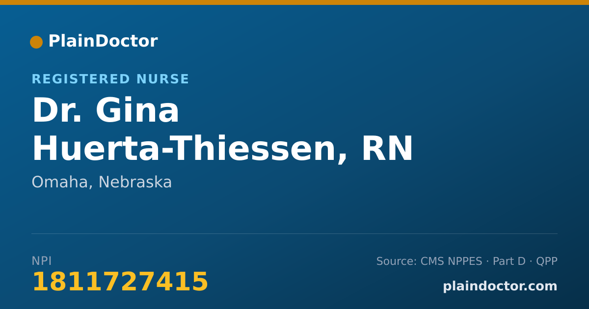 Shareable card for Gina Huerta-Thiessen, RN - Registered Nurse, Omaha, NE