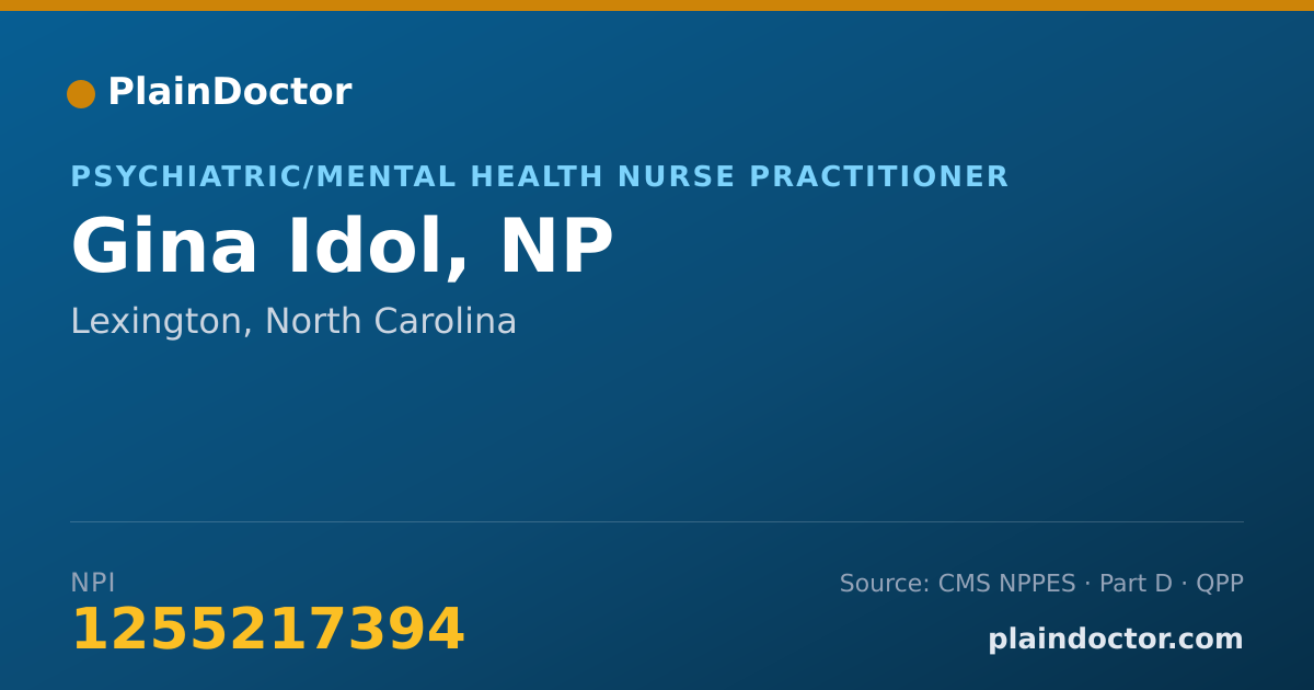 Shareable card for Gina Idol, NP - Psychiatric/Mental Health Nurse Practitioner, Lexington, NC