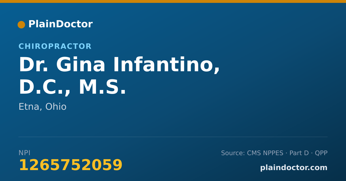 Shareable card for Gina Infantino, D.C., M.S. - Chiropractor, Etna, OH