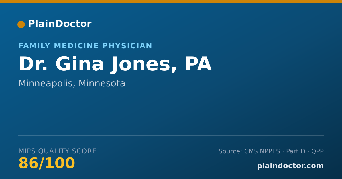 Shareable card for Gina Jones, PA - Family Medicine Physician, Minneapolis, MN