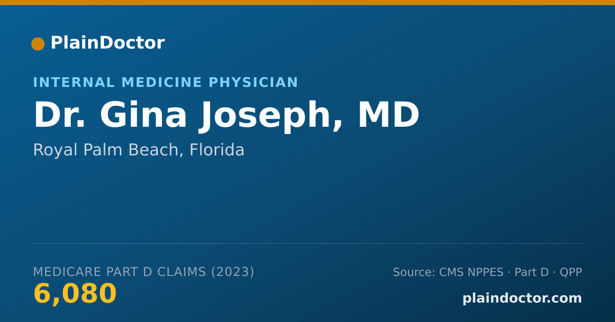 Shareable card for Gina Joseph, MD - Internal Medicine Physician, Royal Palm Beach, FL