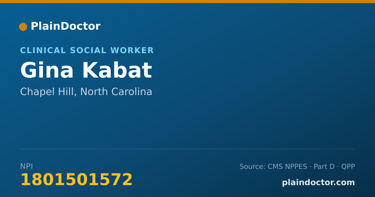 Shareable card for Gina Kabat - Clinical Social Worker, Chapel Hill, NC