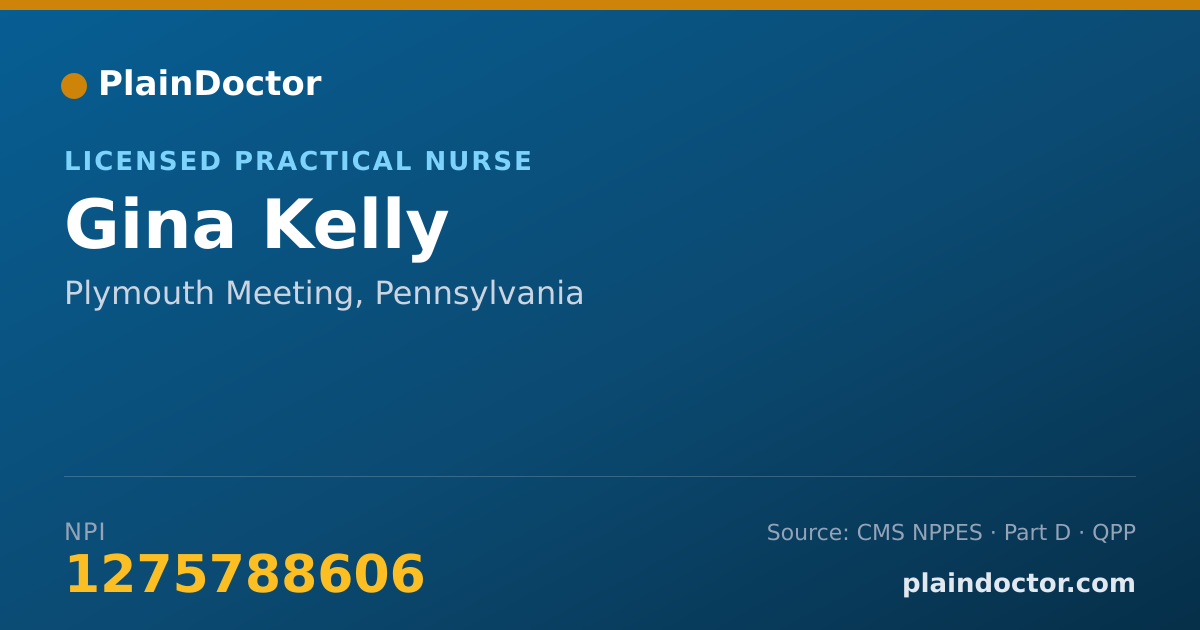 Shareable card for Gina Kelly - Licensed Practical Nurse, Plymouth Meeting, PA