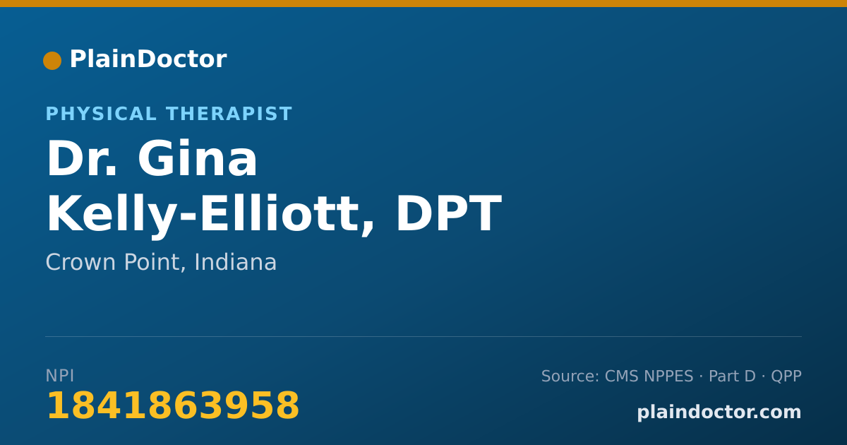 Shareable card for Gina Kelly-Elliott, DPT - Physical Therapist, Crown Point, IN